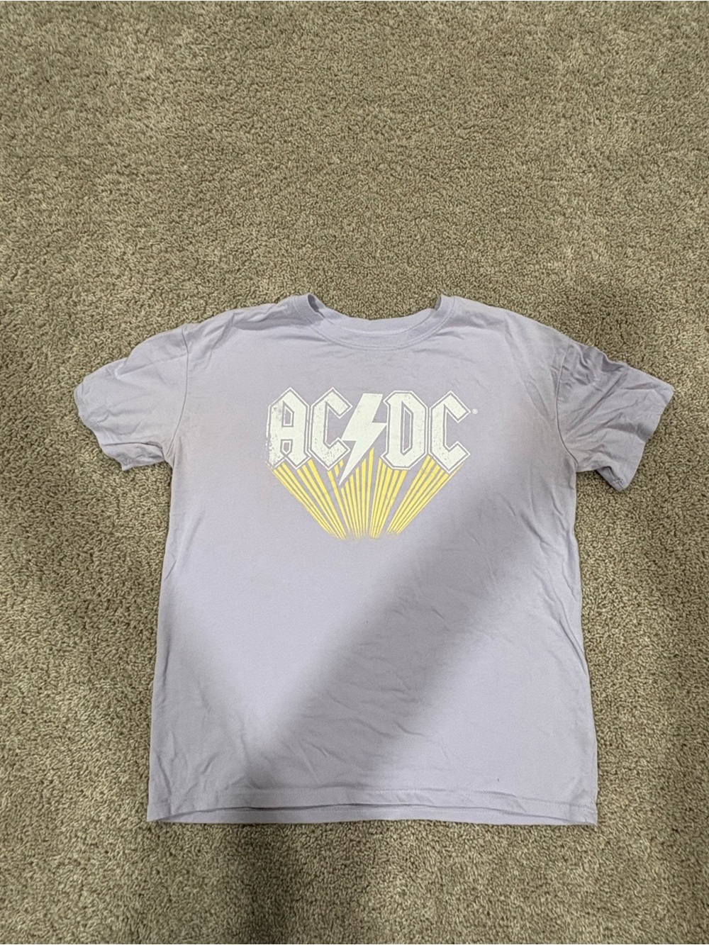 AC/DC Kids Short Sleeve Tee in Lavender with Yellow Graphic